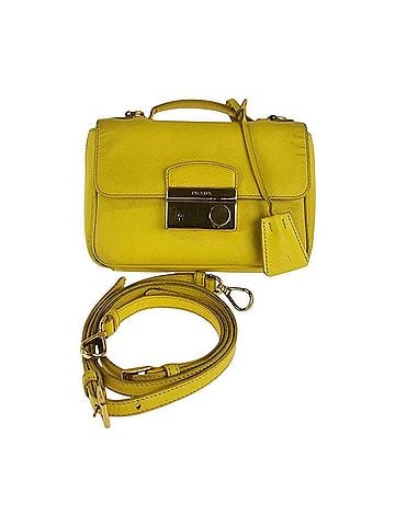 Prada Yellow Leather Handbag Shoulder Bag (view 1)