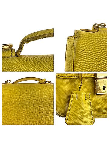 Prada Yellow Leather Handbag Shoulder Bag (view 2)