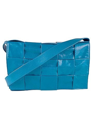 Bottega Veneta Blue Leather Shoulder Bag (view 1)