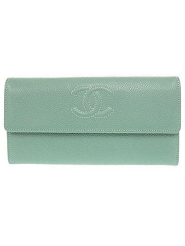 Chanel Green Grained Calfskin Long Wallet (Bi-Fold) (view 1)