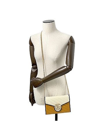 Gucci Camel Ivory Leather Chain/Shoulder Wallet (view 2)
