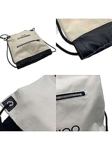 Jimmy Choo Black White Canvas Leather Backpack (view 2)