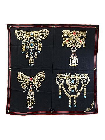 Cartier Black Red Color Silk Scarf (view 1)