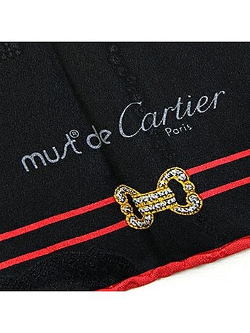 Cartier Black Red Color Silk Scarf (view 2)