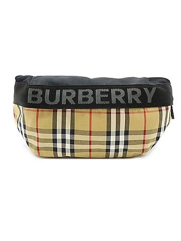 Burberry Beige Black Nylon Leather Fanny Pack Pouch Sling Bag (view 1)