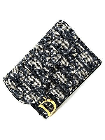 Dior Navy Canvas Leather Card Case (view 1)