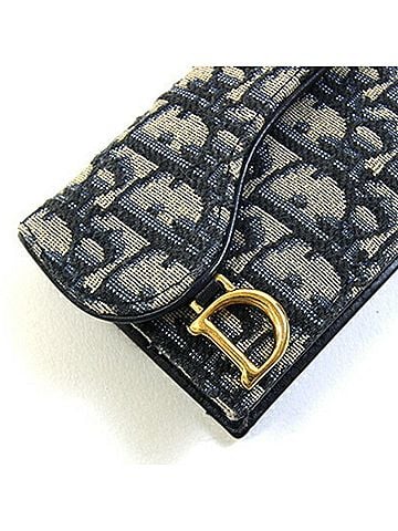 Dior Navy Canvas Leather Card Case (view 2)