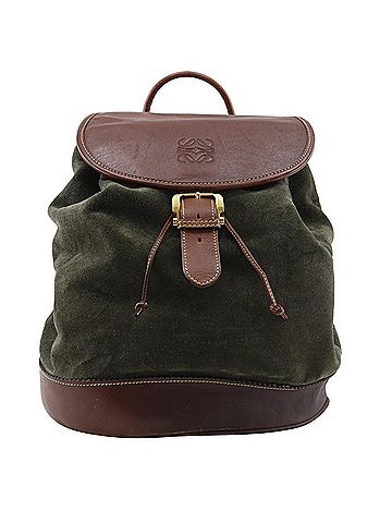 Loewe Black Brown Green Suede Backpack (view 1)
