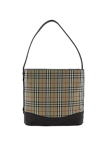 Burberry Black Brown Canvas Leather Shoulder Bag (view 1)