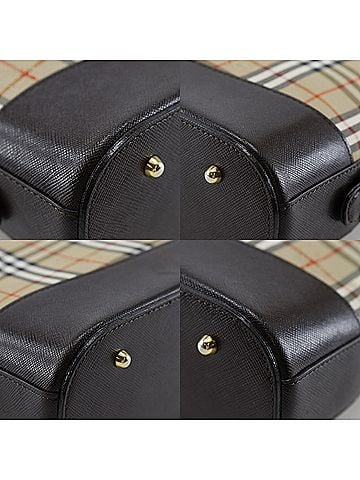 Burberry Black Brown Canvas Leather Shoulder Bag (view 2)