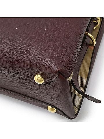 Burberry Bordeaux Canvas Leather Handbag Shoulder Bag (view 2)
