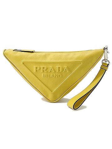 Prada Yellow Leather Clutch Bag (view 1)