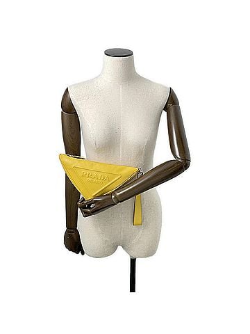 Prada Yellow Leather Clutch Bag (view 2)