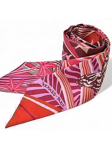 Hermès Pink Red Color Silk Scarf (view 2)