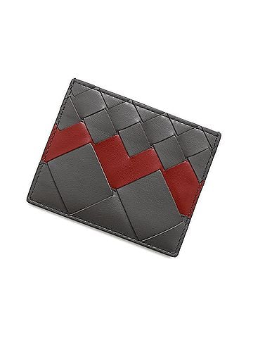 Bottega Veneta Intrecciato Gray Red Color Leather Business Card Case (view 1)