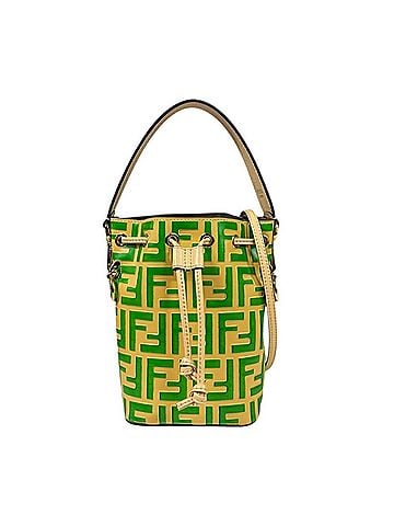 Fendi Beige Green Leather Shoulder Bag (view 1)