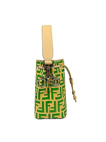 Fendi Beige Green Leather Shoulder Bag (view 2)