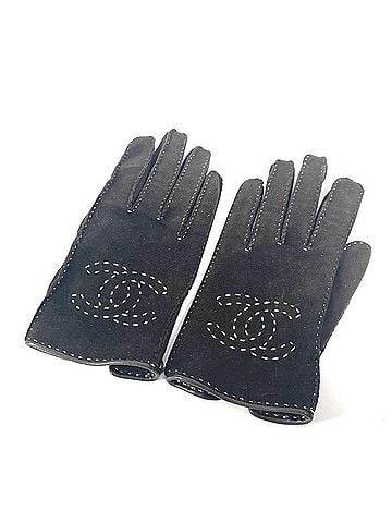 Chanel Brown Suede Leather Warm Gloves (view 1)