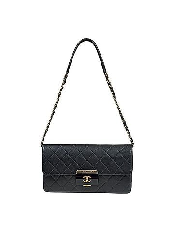 Chanel Black Leather Shoulder Bag (view 1)