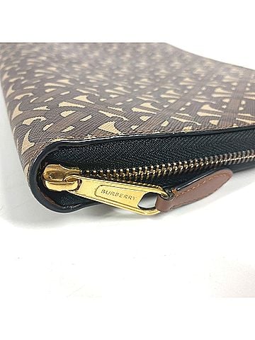 Burberry Brown Leather Canvas Clutch Bag Pouch (view 2)