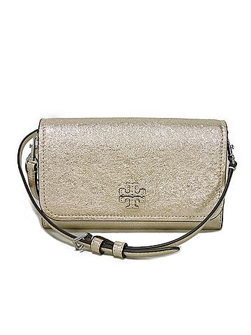 Tory Burch Metallic Gold Leather Clutch Bag Pouch Shoulder Bag (view 1)