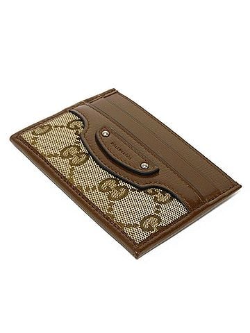 Gucci Beige Gg Canvas Leather Card Case (view 2)