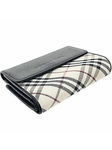 Burberry Black Light Beige Nylon Leather Wallet (Tri-Fold) (view 2)