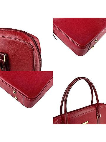Burberry Red Color Leather Handbag (view 2)