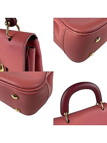 Burberry Burgundy Pink Leather Handbag Shoulder Bag (view 2)