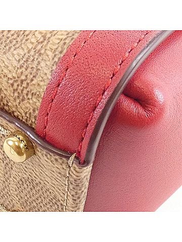 Coach Brown Red Color Coated Canvas Leather Handbag (view 2)