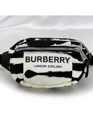 Burberry Black White Nylon Leather Pouch Shoulder Bag Sling Bag (view 2)