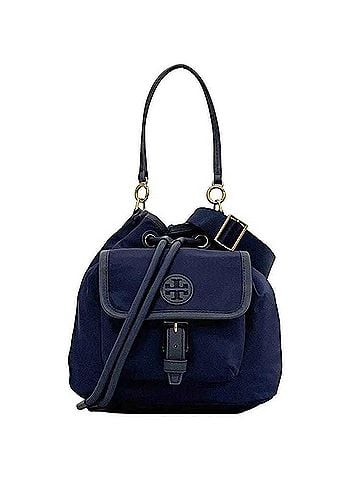 Tory Burch Navy Nylon Leather Handbag Shoulder Bag (view 1)