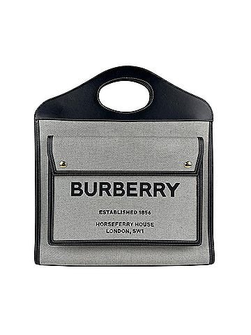 Burberry Black Gray Canvas Leather Handbag Shoulder Bag (view 1)