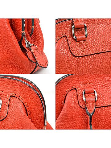 Fendi Red Color Leather Handbag Shoulder Bag (view 2)