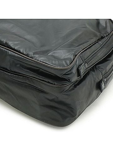 Bottega Veneta Black Dark Brown Nylon Leather Clutch Bag Pouch (view 2)