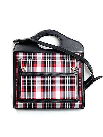 Burberry Black Red Color Nylon Leather Shoulder Bag (view 1)