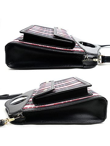 Burberry Black Red Color Nylon Leather Shoulder Bag (view 2)