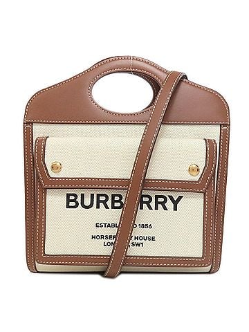 Burberry Brown White Canvas Handbag (view 1)