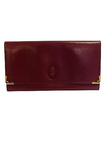 Cartier Bordeaux Leather Clutch Bag (view 1)