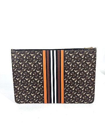 Burberry Brown Orange Leather Clutch Bag Pouch (view 1)