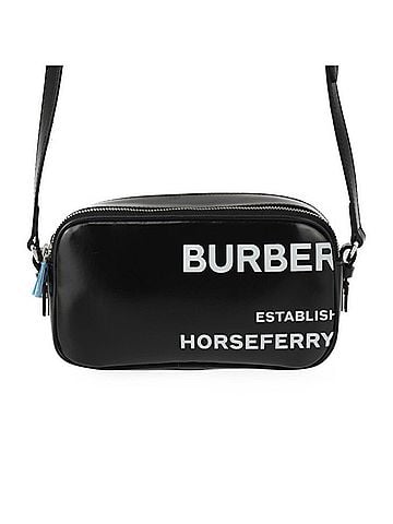 Burberry Black White Coated Canvas Leather Pochette Pouch Shoulder Bag (view 1)