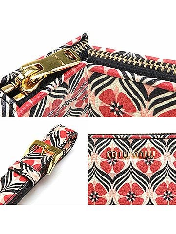 Miu Miu Multi-Color Red Color Leather Clutch Bag (view 2)