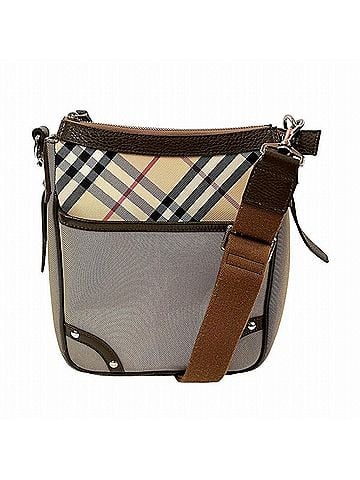 Burberry Khaki Canvas Leather Shoulder Bag (view 1)