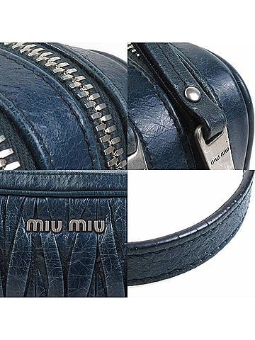 Miu Miu Blue Green Leather Shoulder Bag (view 2)