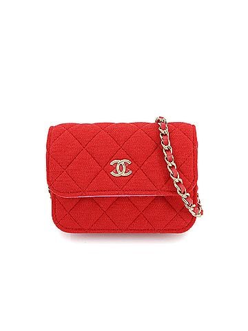 Chanel Matelasse Red Color Cotton Shoulder Bag (view 1)