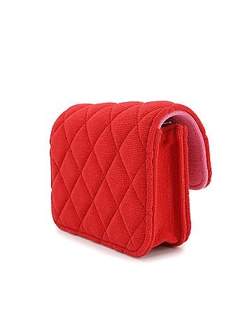 Chanel Matelasse Red Color Cotton Shoulder Bag (view 2)