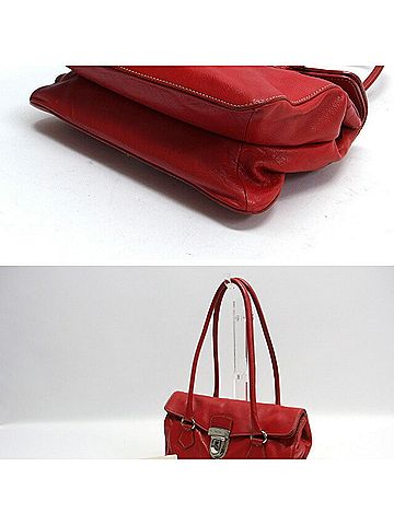 Prada Red Color Leather Handbag Shoulder Bag (view 2)
