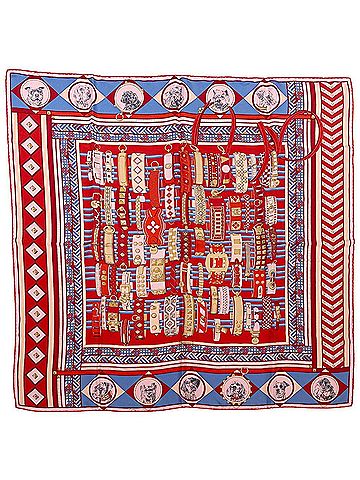 Hermès Blue Red Color Silk Scarf (view 1)
