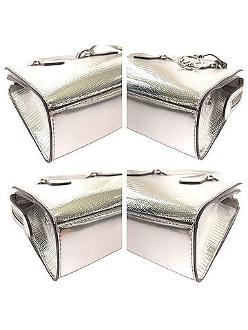 Michael Kors Silver Leather Handbag Shoulder Bag (view 2)
