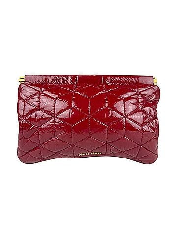 Miu Miu Dark Red Patent Leather Clutch Bag (view 1)